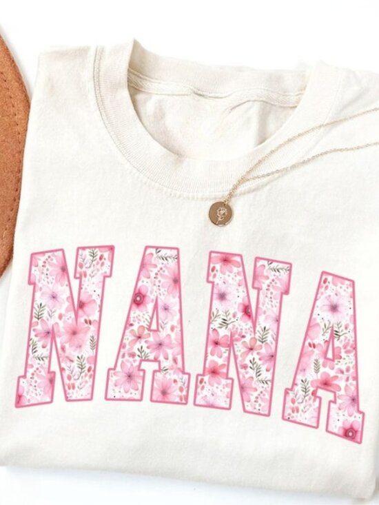 Tops - Pink Floral Nana Shirt, Nana Tee, Cute Nana Shirt